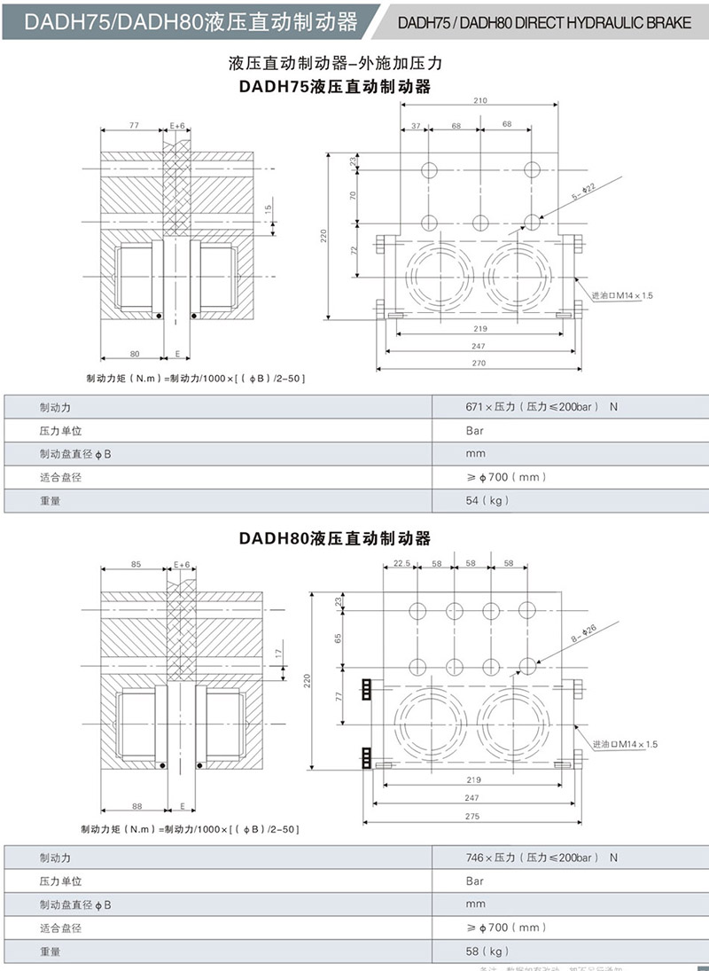 DADH75液(ye)壓直動製(zhi)動器
